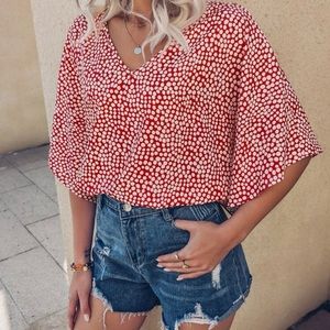 Shein Dot Print Batwing Sleeve Blouse